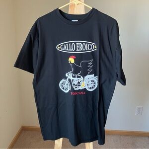 3 for $30 🎁 Men’s Black Rooster Motorcycle Toscana Tuscany Italy Graphic Tee